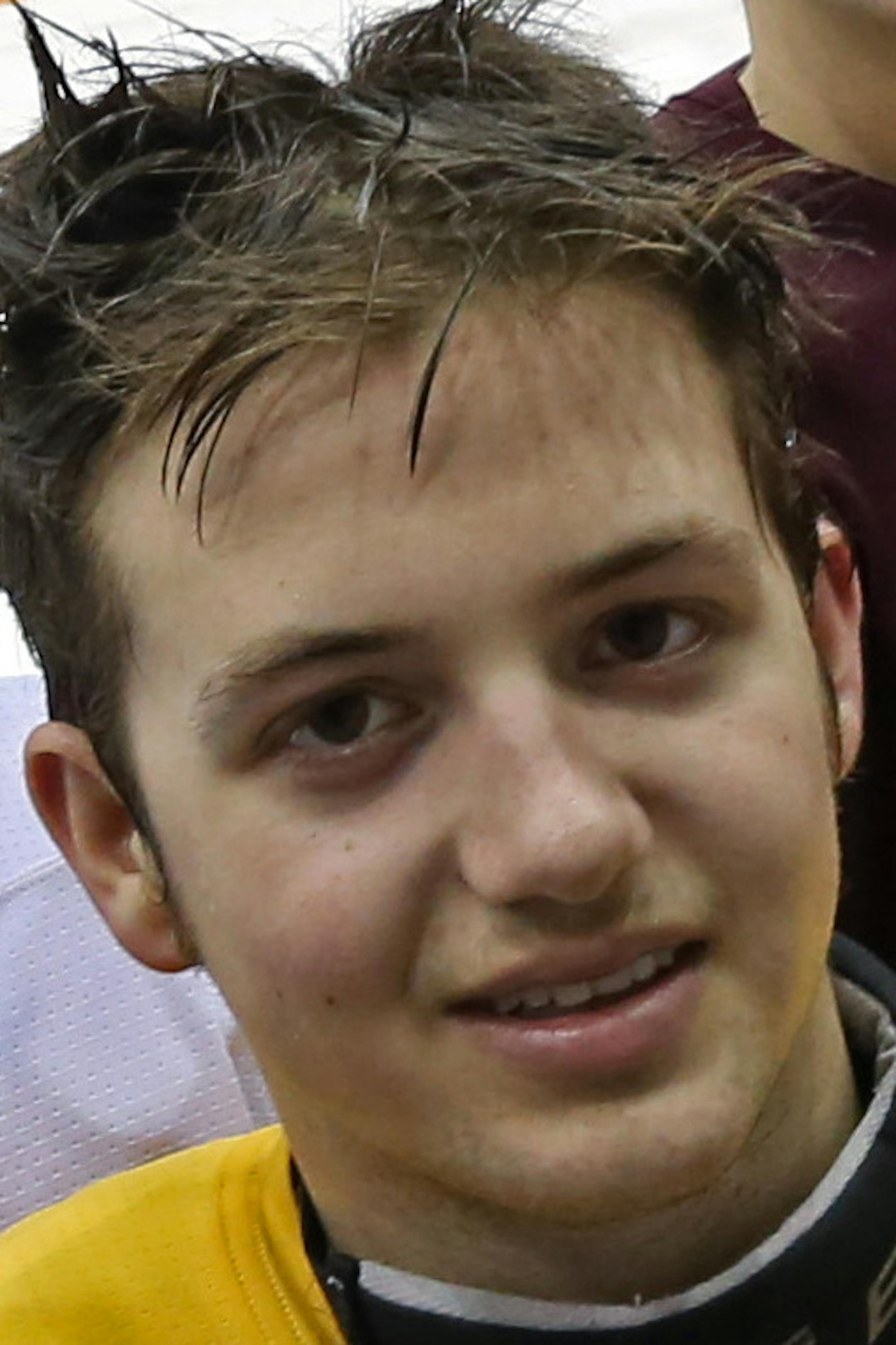 (left to right) University of Minnesota Gophers Hockey Freshmen, Gabe Guertier, Michale Brodzinski, Taylor Cammarata, Hudson Fasching, Vinni Letteri, Jake Bischoff and Justin Kloos, photographed on 11/13/13.] Bruce Bisping/Star Tribune bbisping@startribune.com Gabe Guertier, Michale Brodzinski, Taylor Cammarata, Hudson Fasching, Vinni Letteri, Jake Bischoff and Justin Kloos/roster.