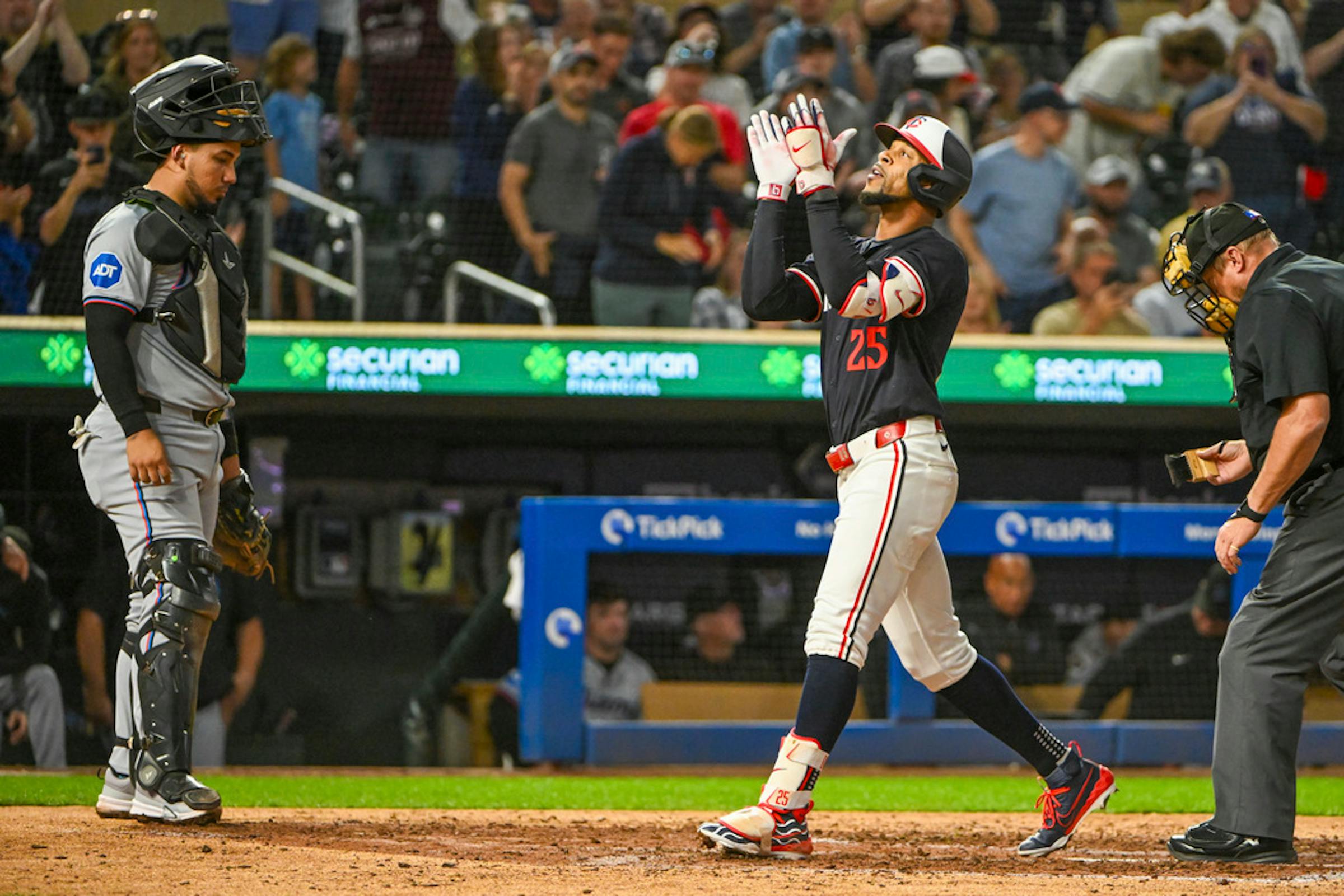 The Twins escaped early and earned an 8-3 win over the Marlins