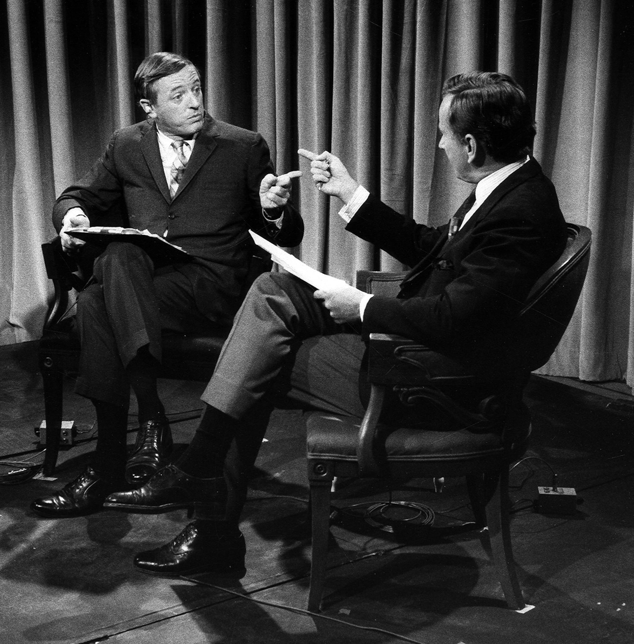 ABC NEWS - ELECTION COVERAGE 1968 - "1968 Elections" - Airdate November 5, 1968. (Photo by ABC Photo Archives/ABC via Getty Images) WILLIAM BUCKLEY;GORE VIDAL
