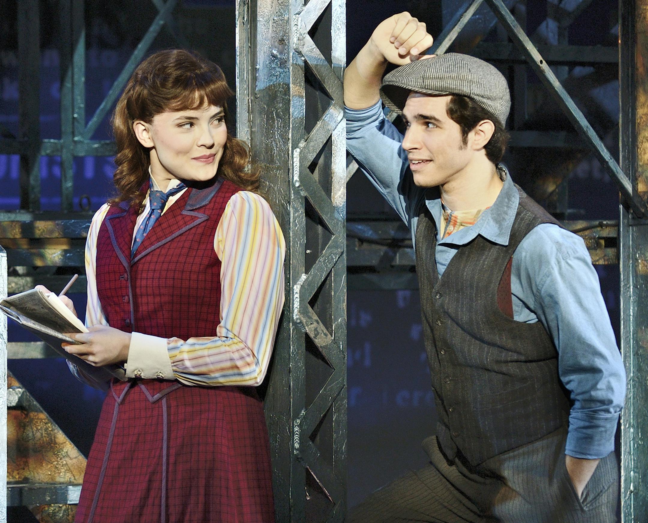 Morgan Keene (Katherine) and Joey Barreiro (Jack Kelly). North American Tour company of Disneyís NEWSIES. credit: Deen van Meer, Disney