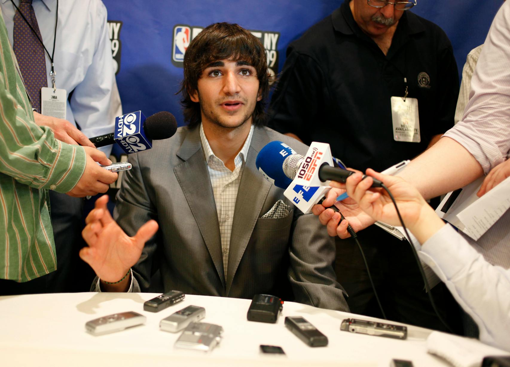 NBA draft prospect Ricky Rubio, of Spain, speaks to reporters in New York on June 24, 2009.