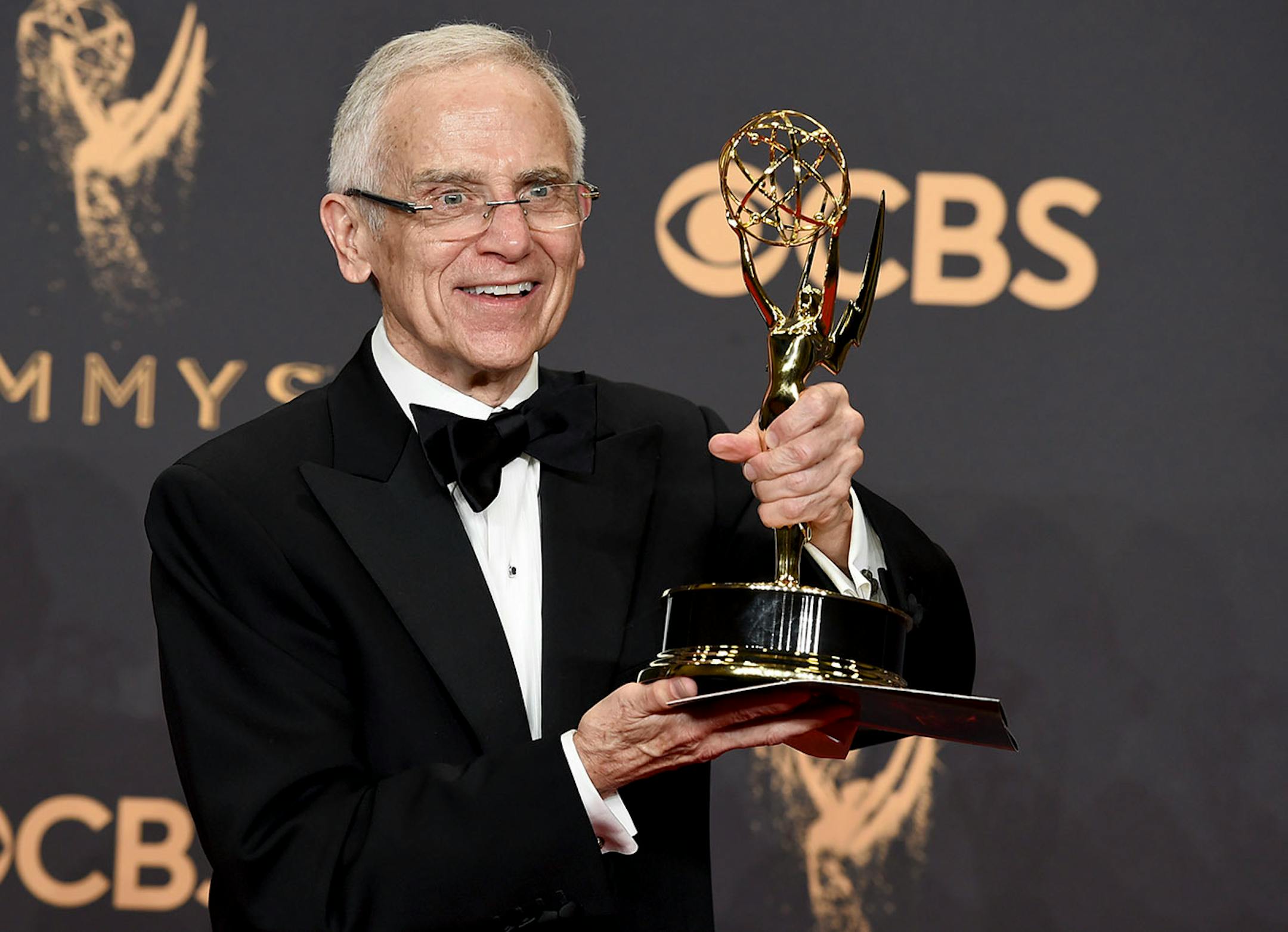 Don Roy King poses in the press room with the award for outstanding directing for a variety series for "Saturday Night Live" at the 69th Primetime Emmy Awards on Sunday, Sept. 17, 2017, at the Microsoft Theater in Los Angeles.