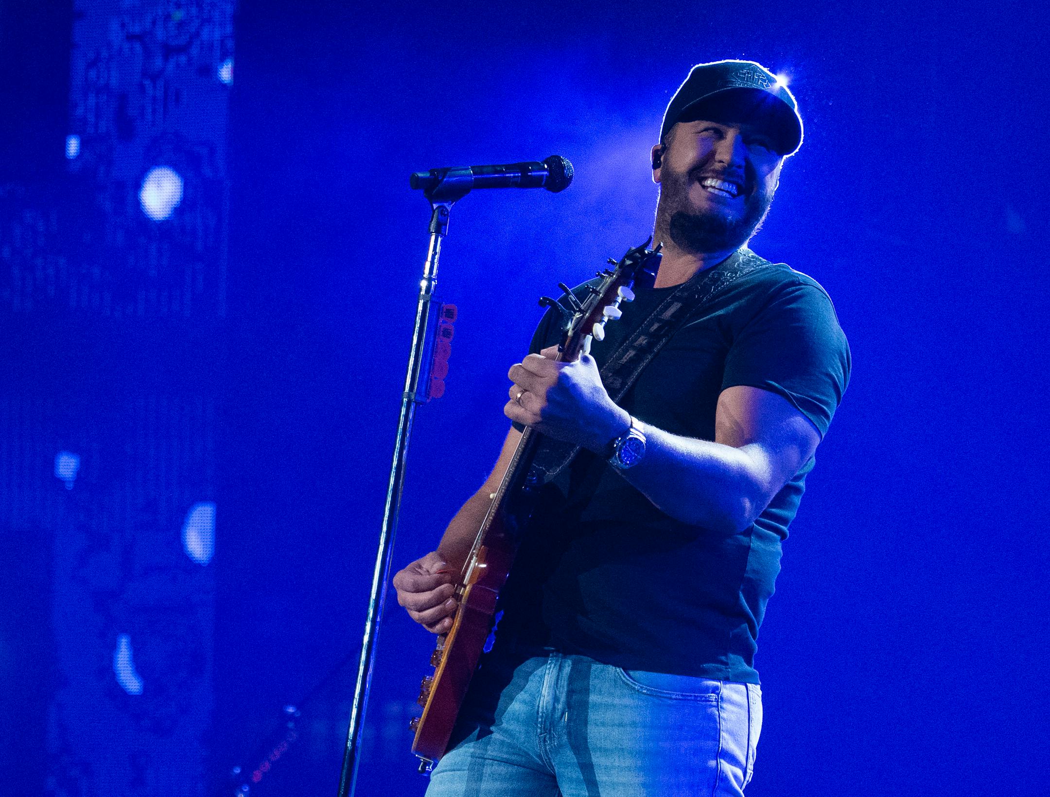 Luke Bryan performs at the Xcel Energy Center in St. Paul, Minn., on Saturday, Oct. 14, 2023.