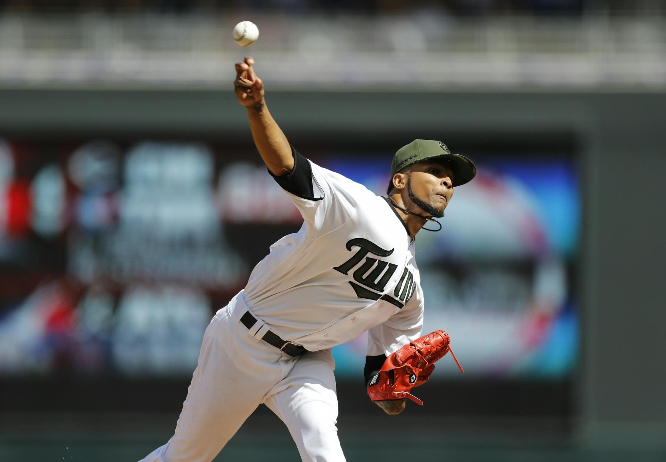 Minnesota's Ervin Santana pitched in the seventh inning at Target Field against Houston in Minneapolis, Minn. on Monday, May 29, 2017.