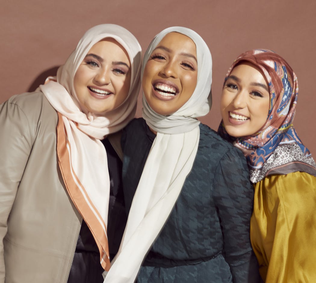 Hilal Ibrahim, center, models her new hijab collection for Nordstrom.
