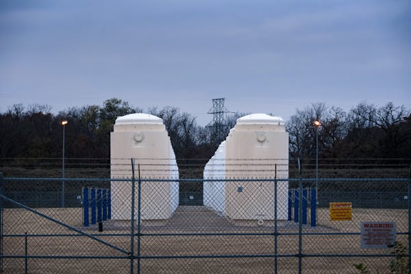 Casks of spent fuel rods at Prairie Island Nuclear Power Plant in 2017.