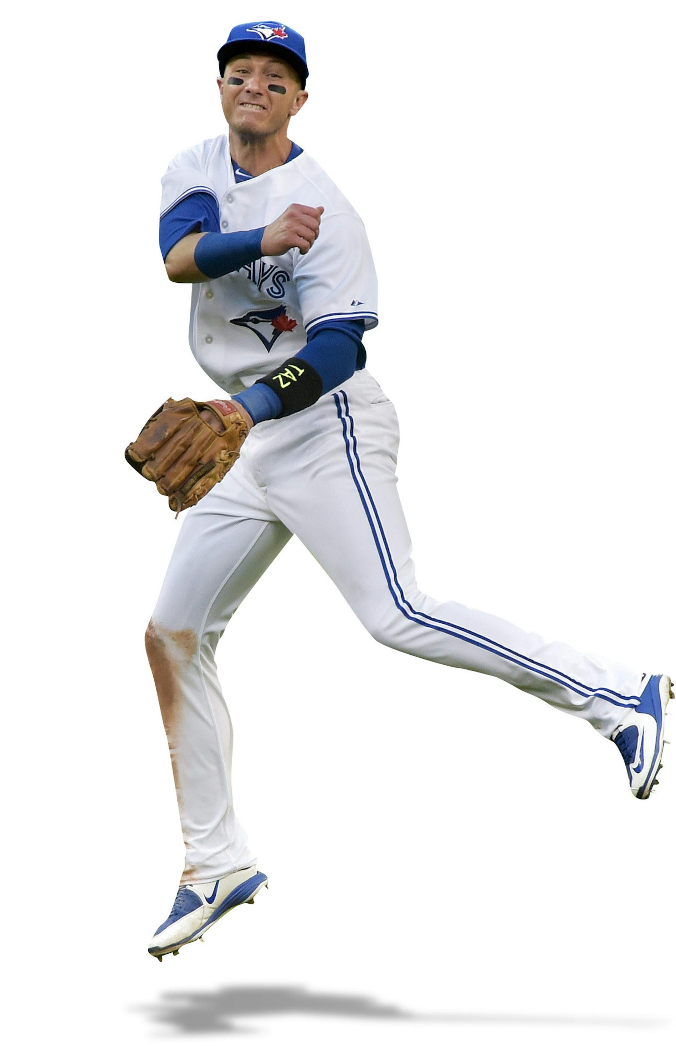 Toronto Blue Jays shortstop Troy Tulowitzki makes the throw to first base to out Kansas City Royals Marco Escobar during the third inning of a baseball game, Thursday, July 30, 2015 in Toronto. (Nathan Denette/The Canadian Press via AP) MANDATORY CREDIT ORG XMIT: NSD114