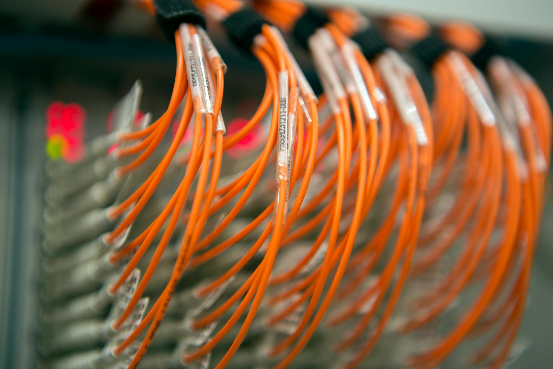 Fiber optic cables are connected to a server at Telefonos de Mexico SAB (Telmex) headquarters in Mexico City, Mexico, on Saturday, April 5, 2014. Telcel's Digital Village event, hosted by Telmex and Telcel, and powered by Infinitum, is free and open to the public from April 11 to April 27. Telmex plans to install more than 125 kilometers of fiber optic cable to create a network in the Zocalo where attendees can participate in a wide variety of activities consisting of courses, workshops, confere