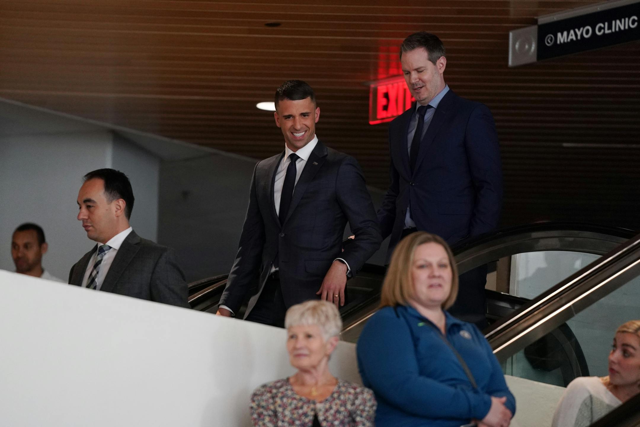 Ryan Saunders smiled as her arrived at Tuesday's press conference.
