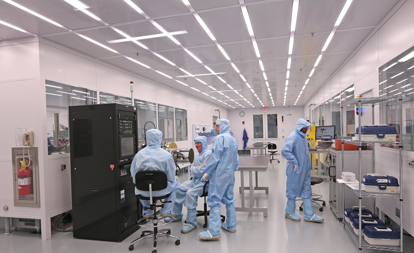 University of Minnesota researchers used the new Minnesota Nano Center 5,000-square-foot clean room facility at the new Physics and Nanotechnology Building. The University of Minnesota formally unveiled its latest monument to high technology: the new Physics and Nanotechnology Building, giving tours to the media and public on 4/23/14. The 84.5 million building is the home of the School of Physics and Astronomy and the Minnesota Nano Center. The building is located at 115 Union St. S.E., Minneapo