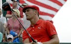 Bryson DeChambeau watches his tee shot on the third hole during the first round of the U.S. Open golf championship at Oakmont Country Club on Thursday