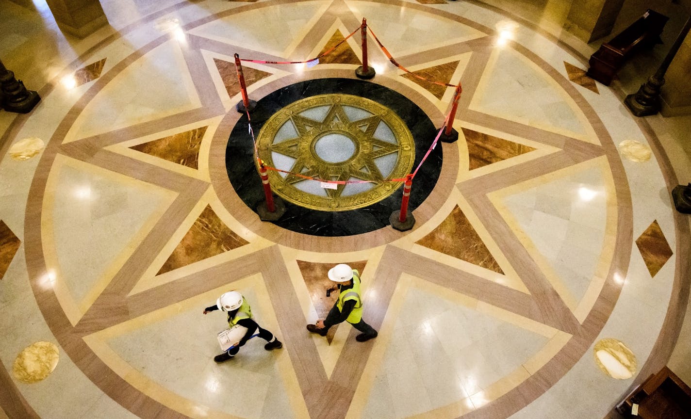 The newly renovated rotunda. ] GLEN STUBBE * gstubbe@startribune.com Wednesday, December 28, 2016 The Minnesota State Capitol gets ready for the 2017 legislative session January 3 after years of renovation and a $300 million makeover.