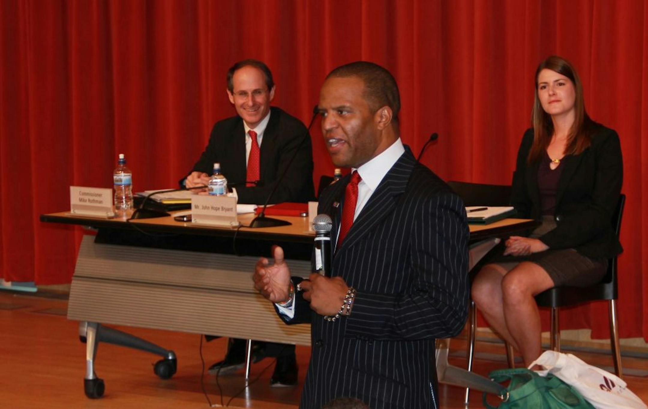 John Bryant, who works on the President's Advisory Council on Financial Capability, spoke Monday to the Minnesota Financial Literacy Interagency Work Group at the invitation of DOC commissioner Mike Rothman. Also sitting in was Mary Hoch from the National Endowment for Financial Education