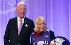 Lee and Penny Anderson on Tuesday pledged $75 million toward a new basketball and hockey arena at the University of St. Thomas.