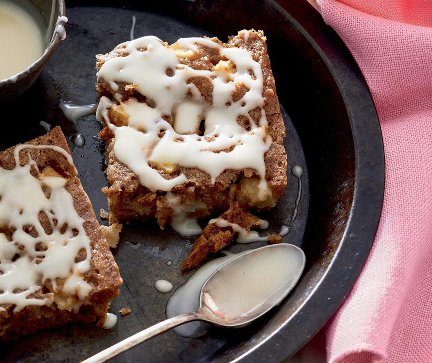 Apple Fritter Cake for your Rosh Hashana table. Recipe reprinted with permission from Sheet Pan Sweets by Molly Gilbert (‎Union Square &amp; Co., October 2022). Photography by Dana Gallagher.