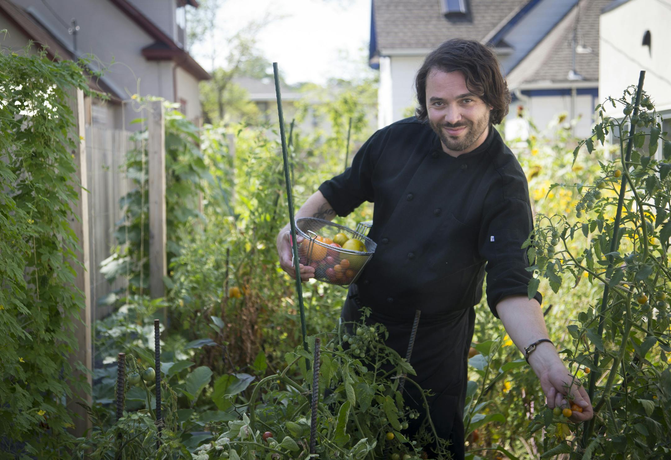 Birchwood Cafe chef Marshall Paulsen, in the restaurant’s vegetable and herb garden, stretched a bit to cater to actor Woody Harrelson’s raw food diet.