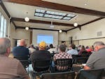 Residents gathered in the Chatfield Center for the Arts in Chatfield, Minn., on Wednesday to question regulators with the Minnesota Pollution Control 