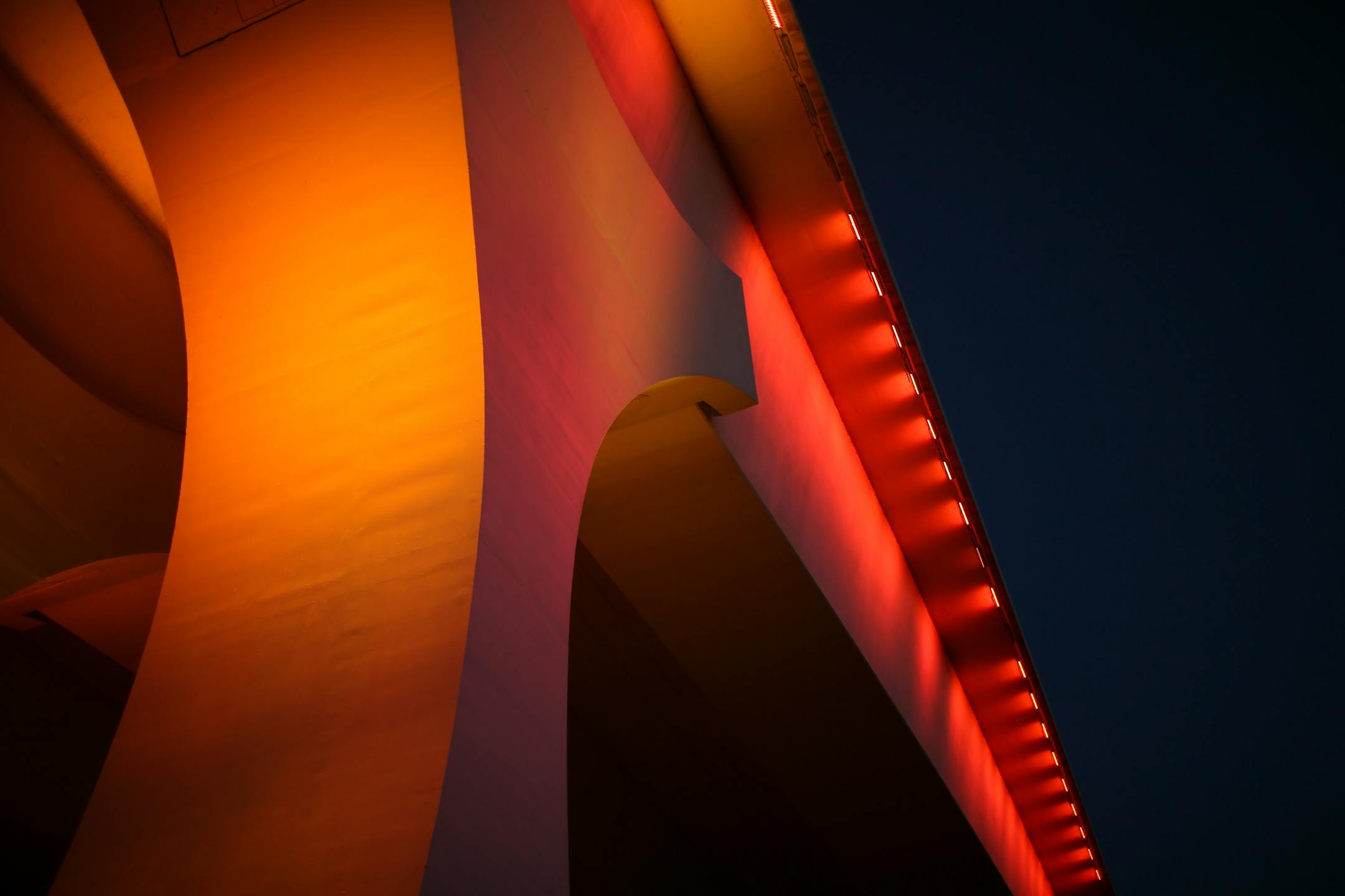 The I-35W Bridge was illuminated in orange to mark National Gun Violence Awareness Day in 2016.