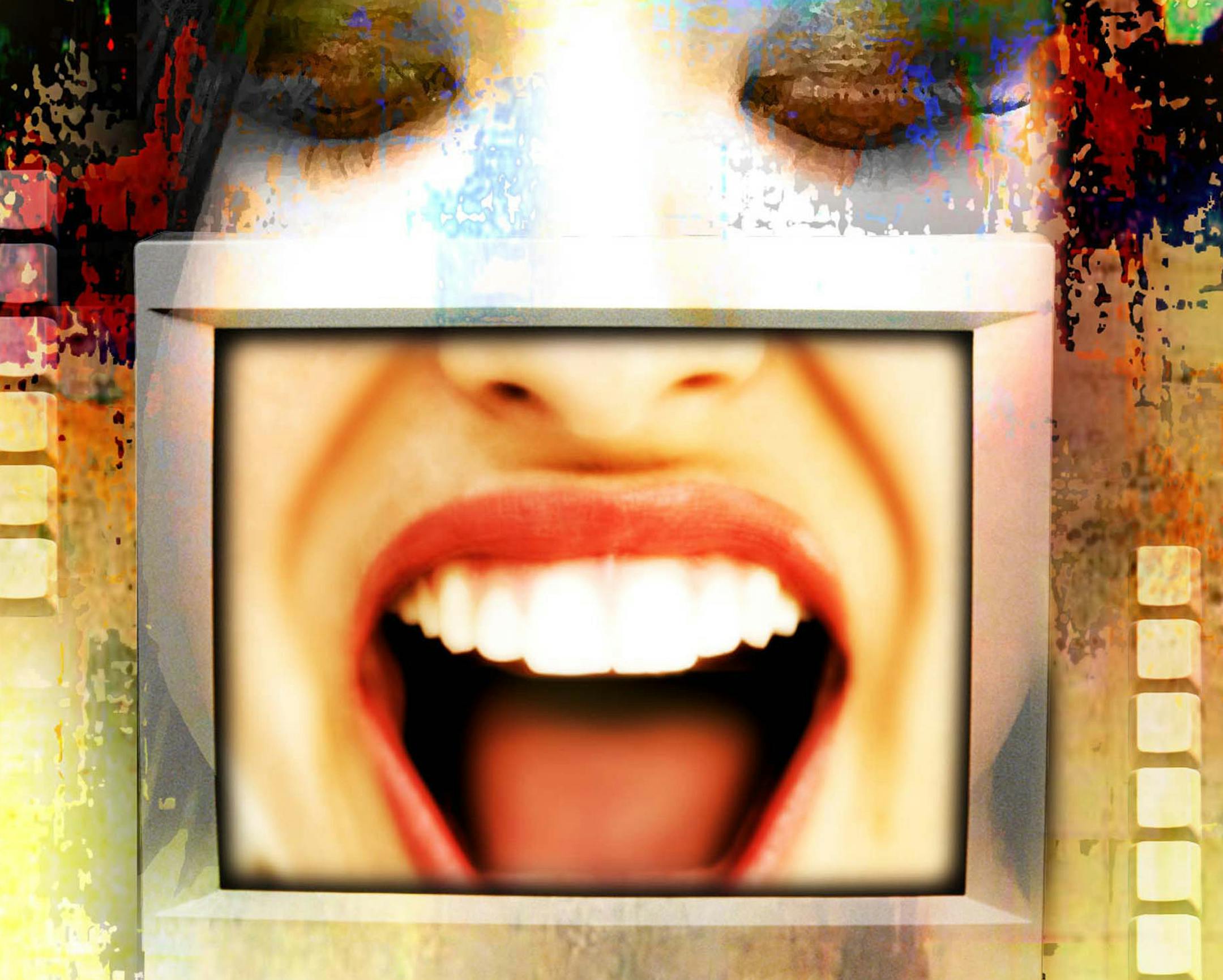 Rick Nease color illustration of portrait of a blogger with her open mouth on computer screen. Detroit Free Press 2006 blogger blog blogging email internet chat communication computer girl woman women mouth teeth krtnational national, krtscitech, krtworld world, krttechinternet internet, krttechnology technology, krt, illustration ilustracion grabado aspecto aspectos computadora red mundial boca dientes comunicacion mujer nina correo electronico emilio, de contributed coddington nease mct mct200