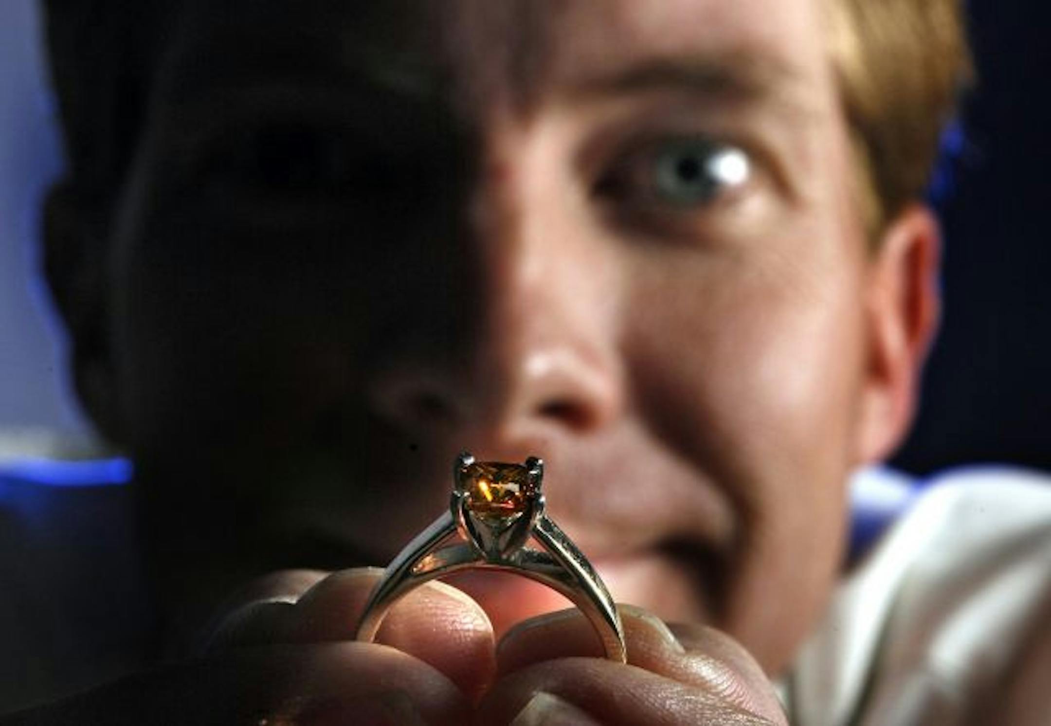 JIM GEHRZ • jgehrz@startribune.com Physics teacher and entrepreneur Scott Shaffer displayed a diamond made from human carbon.