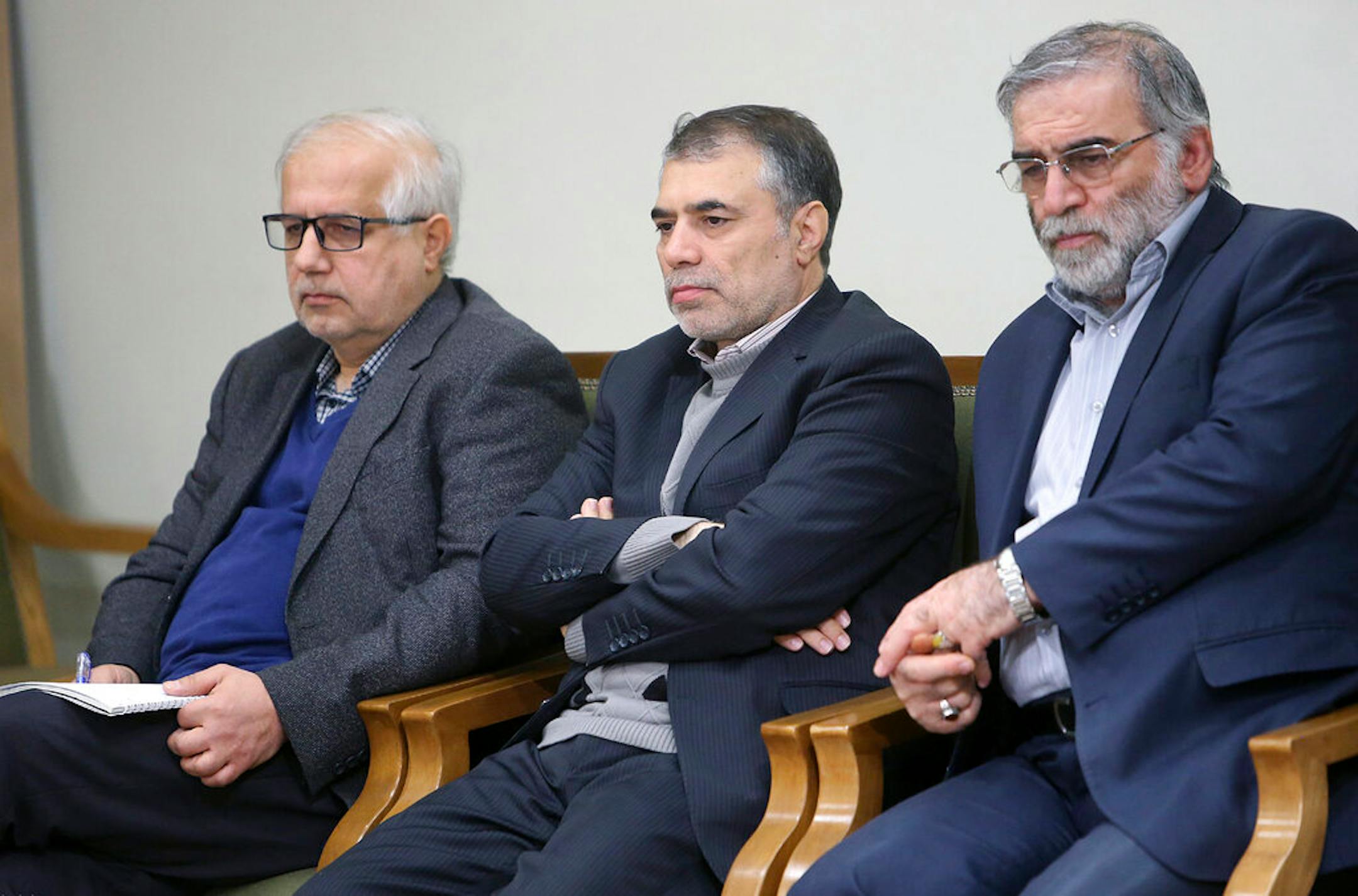 Mohsen Fakhrizadeh, right, at a meeting with Supreme Leader Ayatollah Ali Khamenei in Tehran, Iran, Jan. 23, 2019.