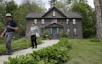 In this May 17, 2018 photo, people depart Orchard House in Concord, Mass. Author Louisa May Alcott wrote Little Women while living at the house. A cen