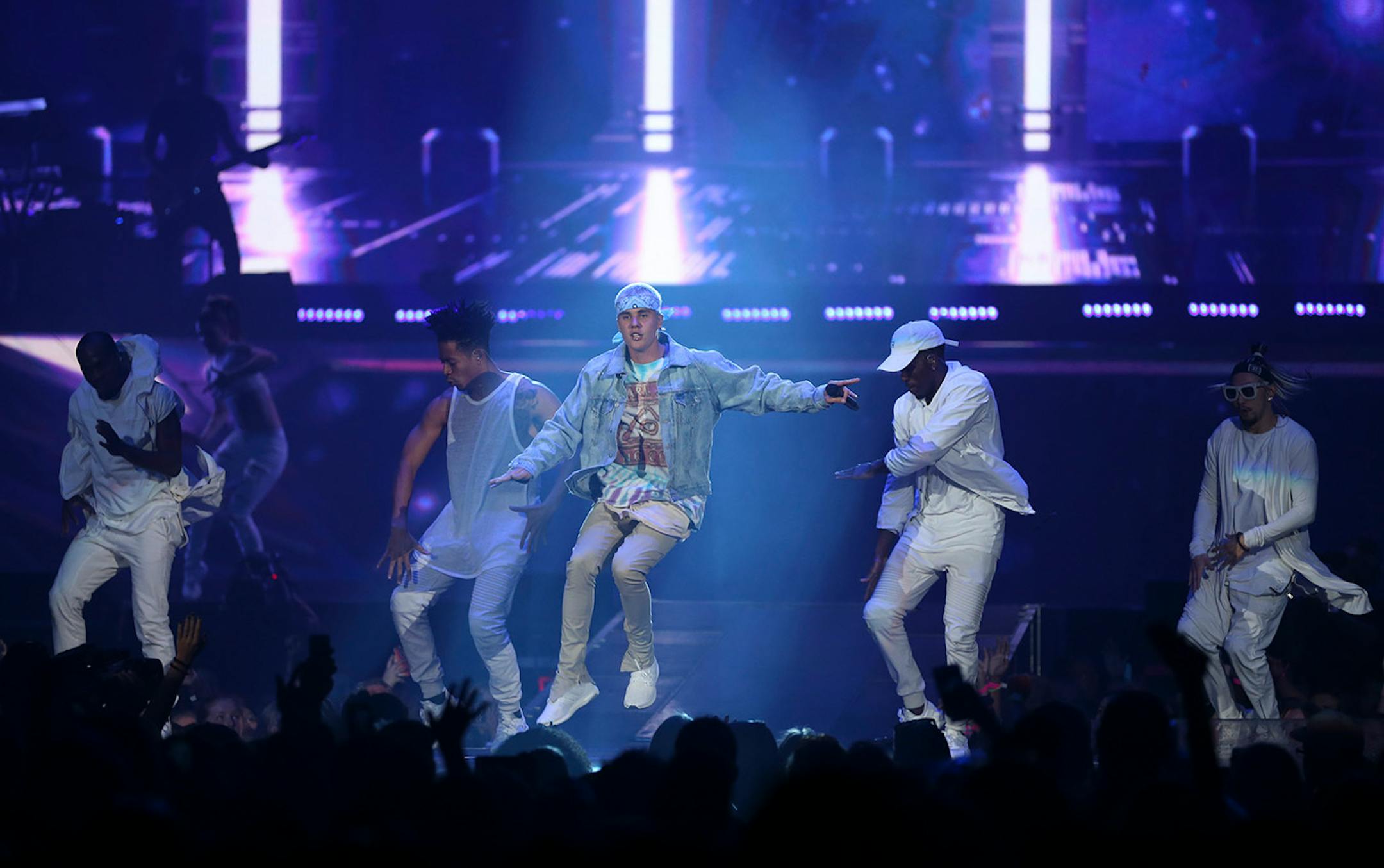 Justin Bieber early in his show at Target Center Sunday night.