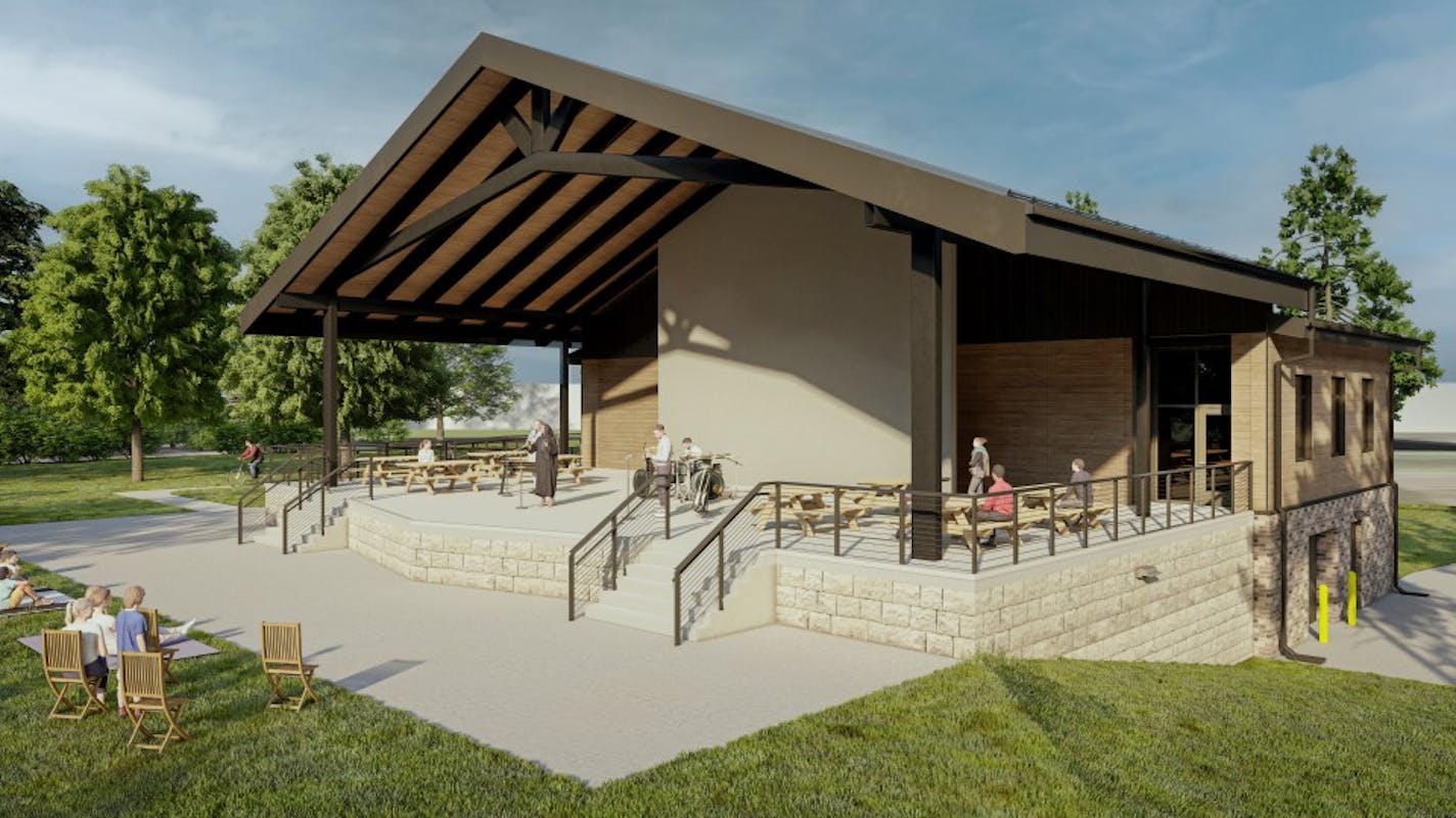 A rendering of the new bandshell to be build in Aquatore Park in Blaine