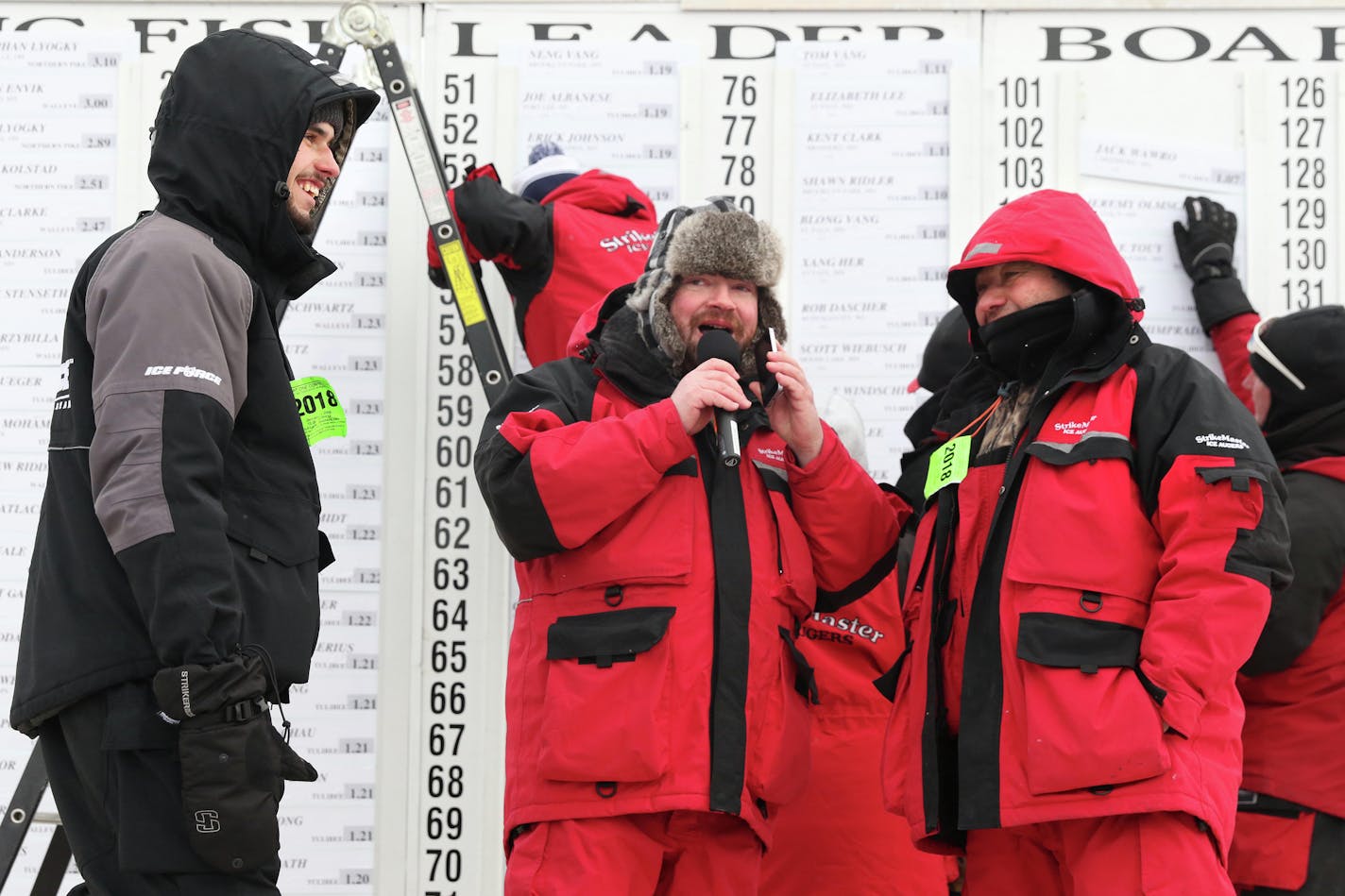 Stephan Lyogky (left) and his father, Ivan Lyogky (right), of Hartville, Ohio, bagged first and third place, respectively, in last weekend's Brainerd Jaycees ice fishing tournament, but contest officials have begun an investigation into possible cheating and have withheld finalizing prizes and payouts to the winners.