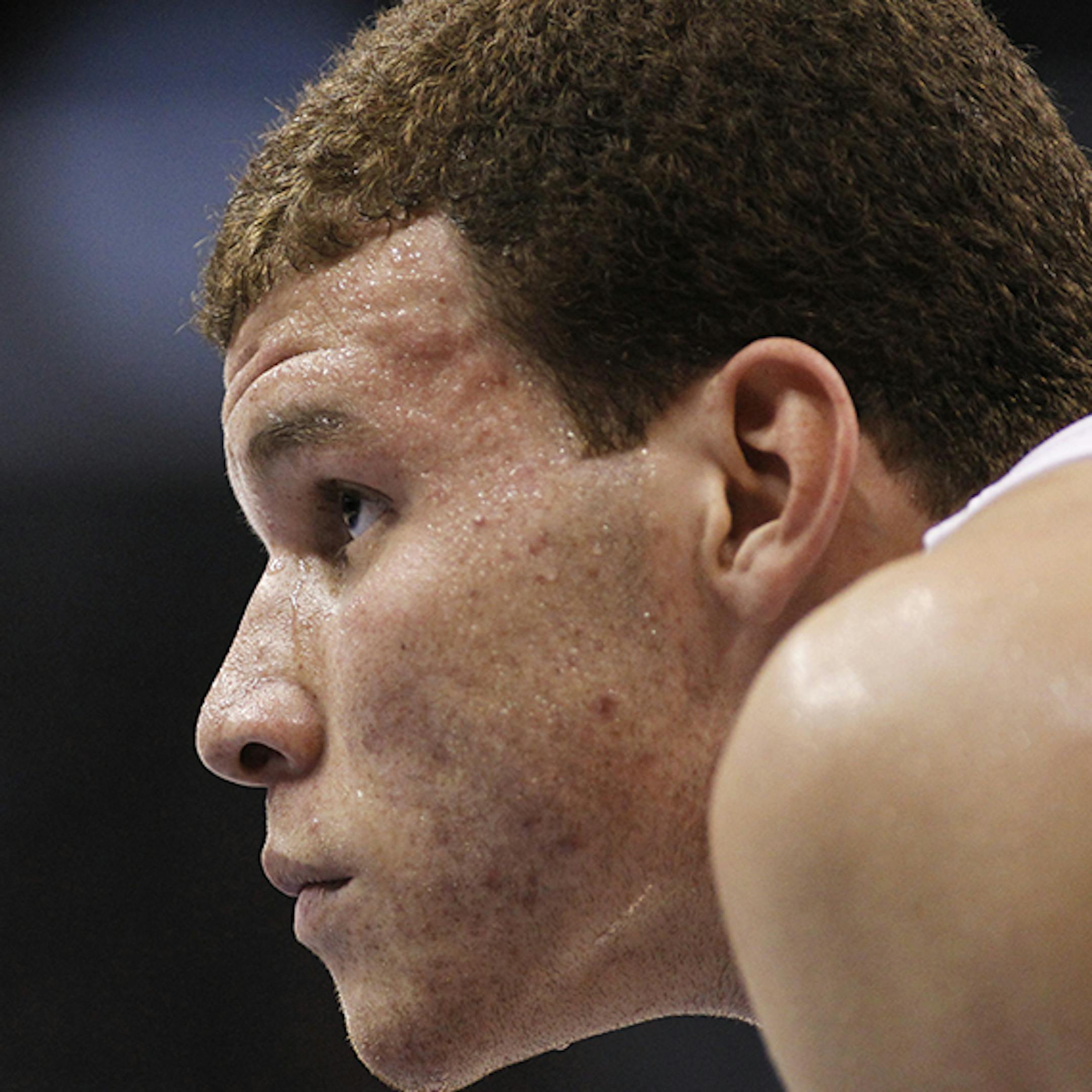 FILE - Los Angeles Clippers' Blake Griffin looks on against the Toronto Raptors during the second half of an NBA basketball game in Los Angeles on in this March 26, 2011 file photo. Griffin will be named the NBA's Rookie of the Year on Wednesday May 4, 2011, a person familiar with the news told The Associated Press. (AP Photo/Danny Moloshok, File) ORG XMIT: NY109