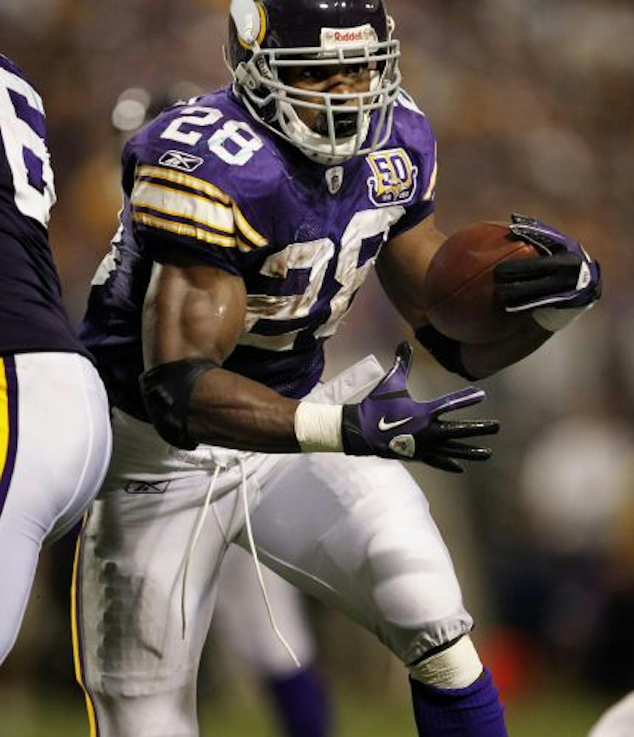 Vikings running back Adrian Peterson rushed for 145 yards and a touchdown in a 14-10 loss to the Dolphins on Sunday, but blamed himself for not scoring the go-ahead touchdown late in the game. "It comes back to me on the fourth-and-1 where I know I have to make it happen and get in the end zone, so I'm holding myself accountable for that," Peterson said.