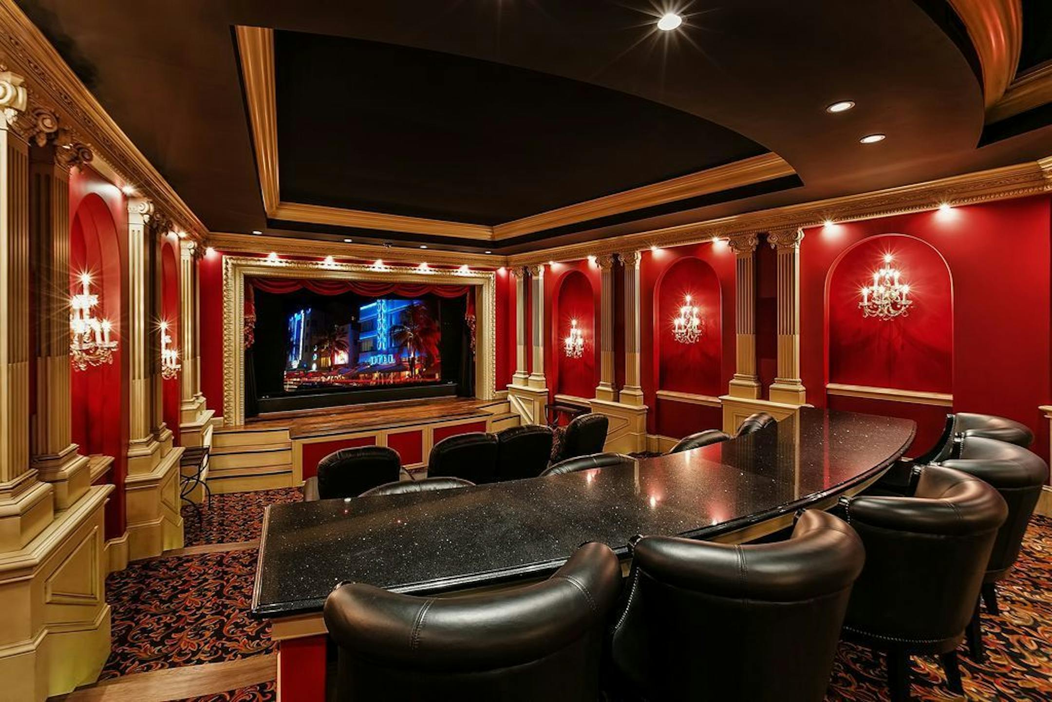 Inside the 13-seat theater.