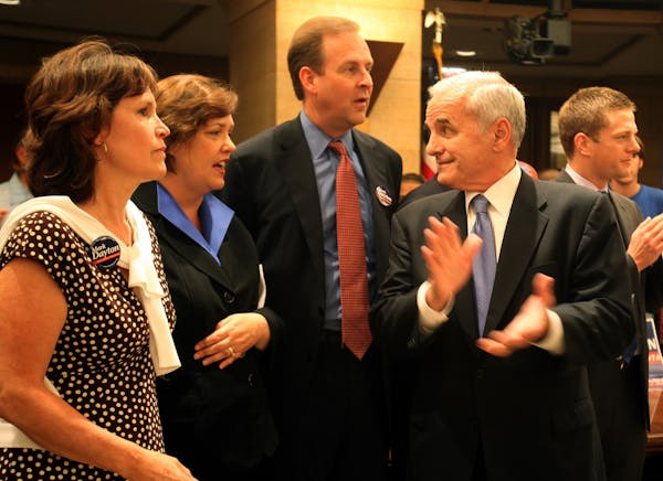 Mark Dayton, at right at a DFL unity rally Wednesday with, from left, Rep. Betty McCollum, Margaret Anderson Kelliher and Matt Entenza, lost big to Ke
