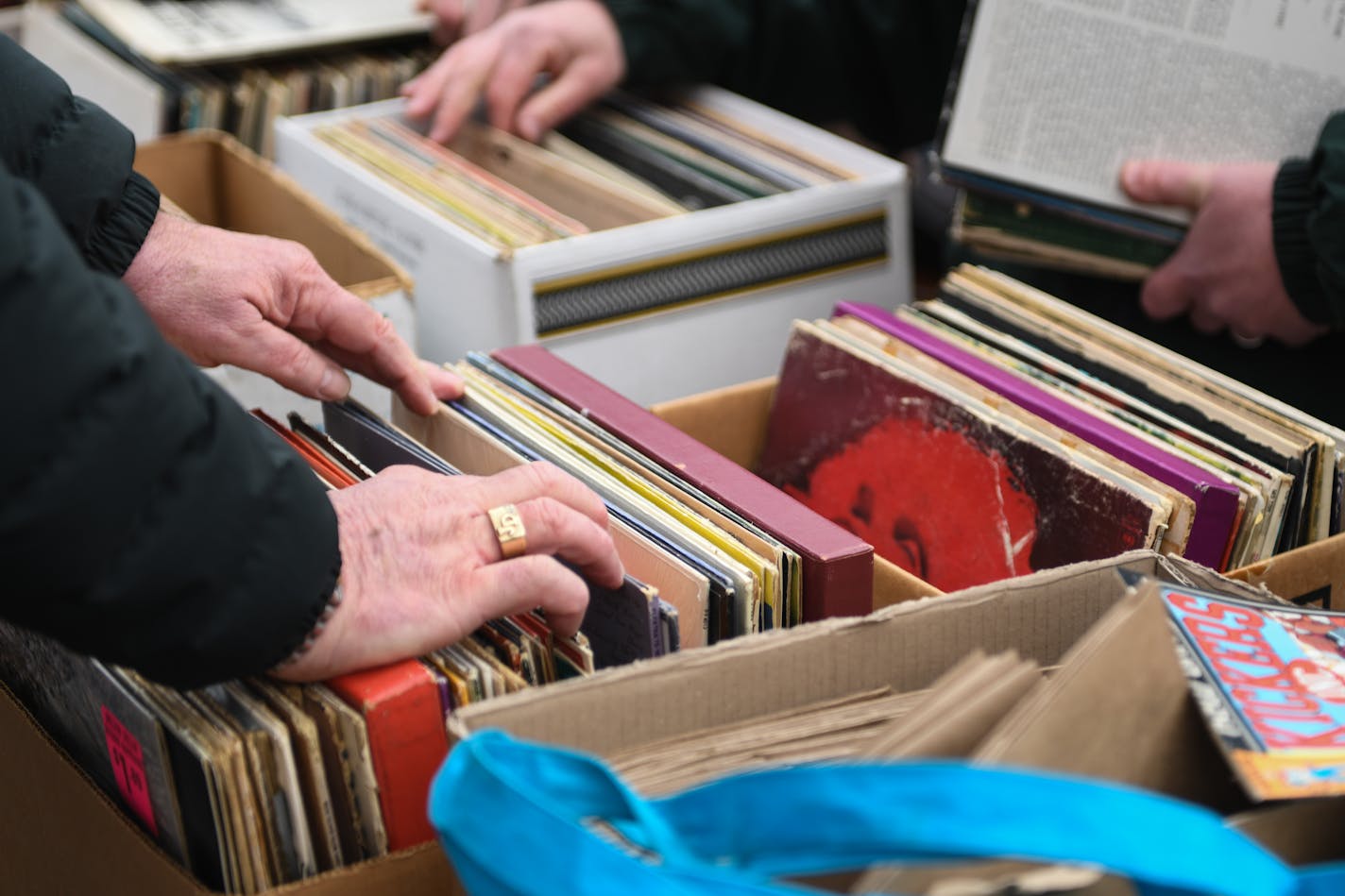 James (JD) Davis looked through a box of free records.] COURTNEY DEUTZ • courtney.deutz@startribune.com