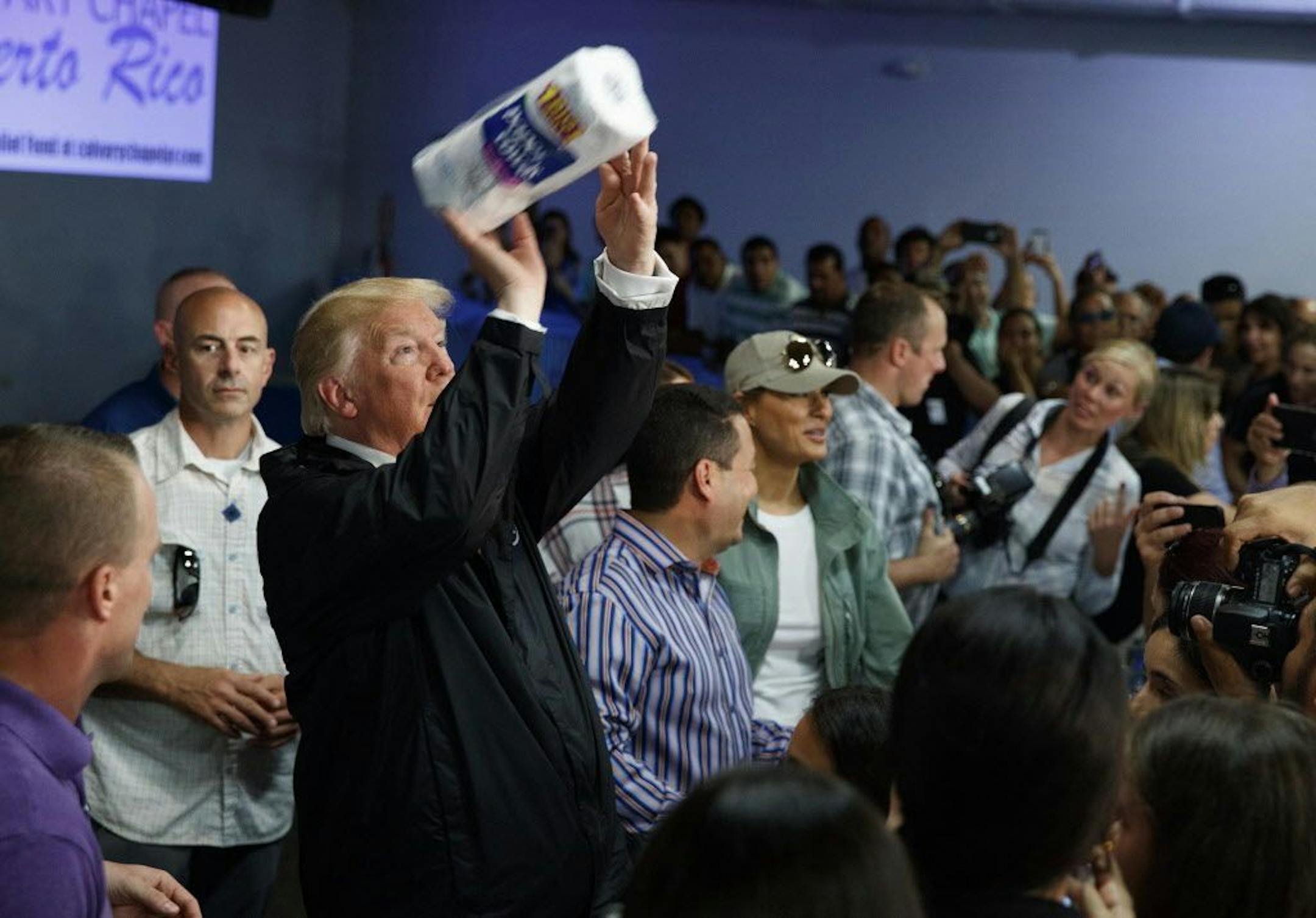 During a visit to Puerto Rico in the aftermath of Hurricane Maria, President Trump tossed paper towels to a crowd seeking supplies.