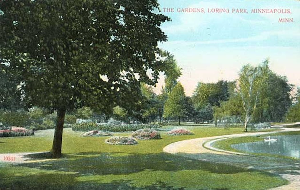 The Loring Park gardens circa 1909.