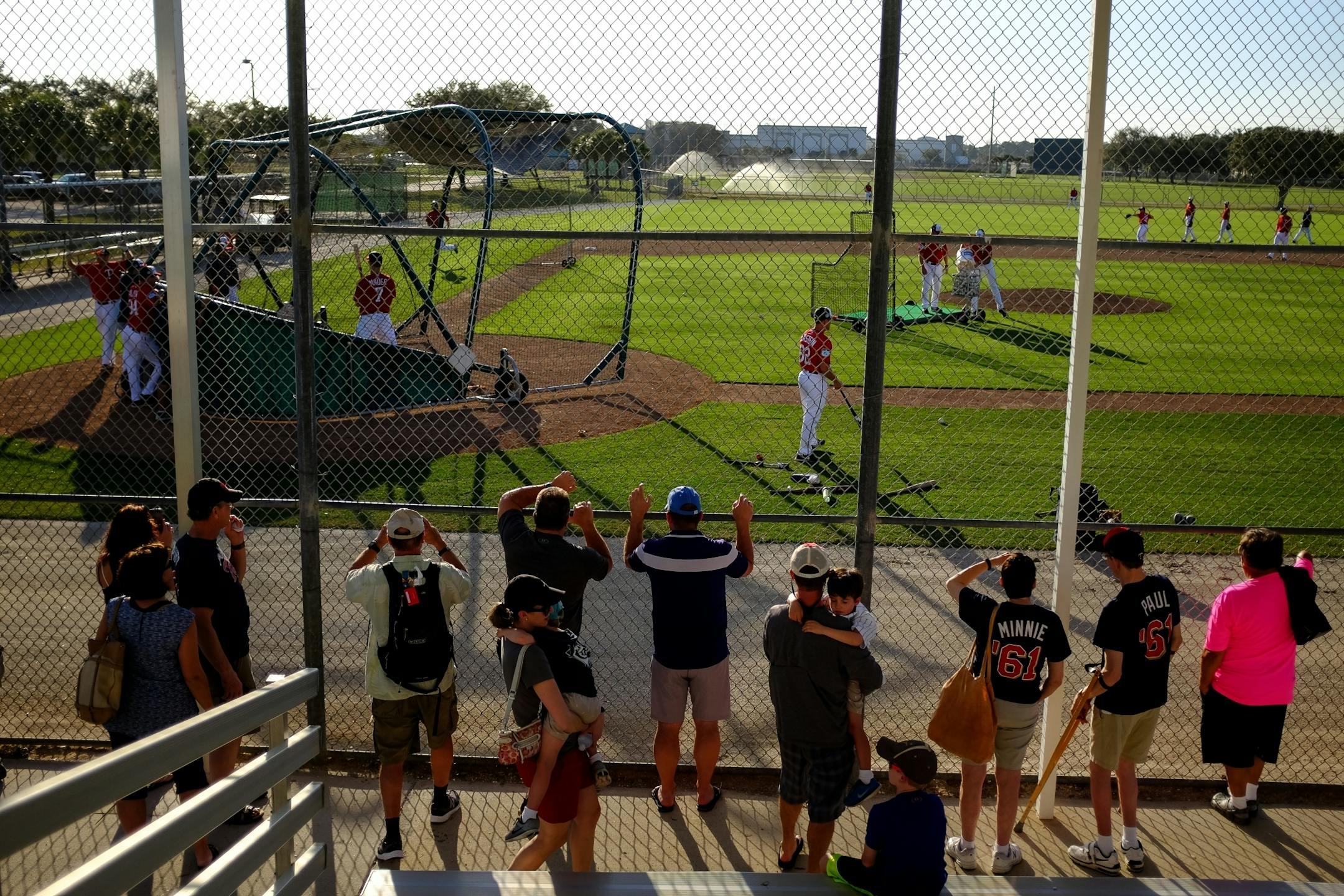 Fans watched Twins batting practice Friday evening.