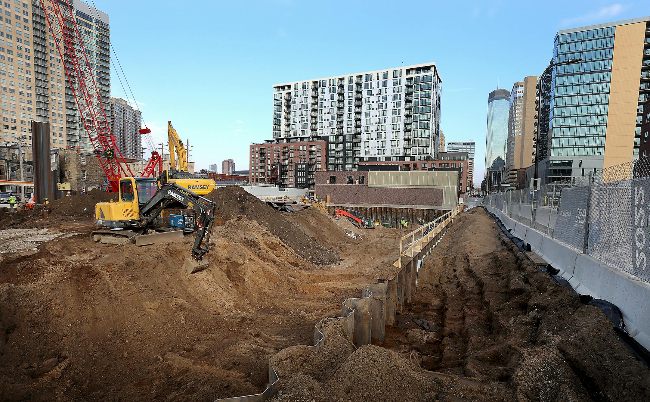 Construction is underway at the Larking Apartments at 8th St. and Portland Avenue S. in downtown Minneapolis.