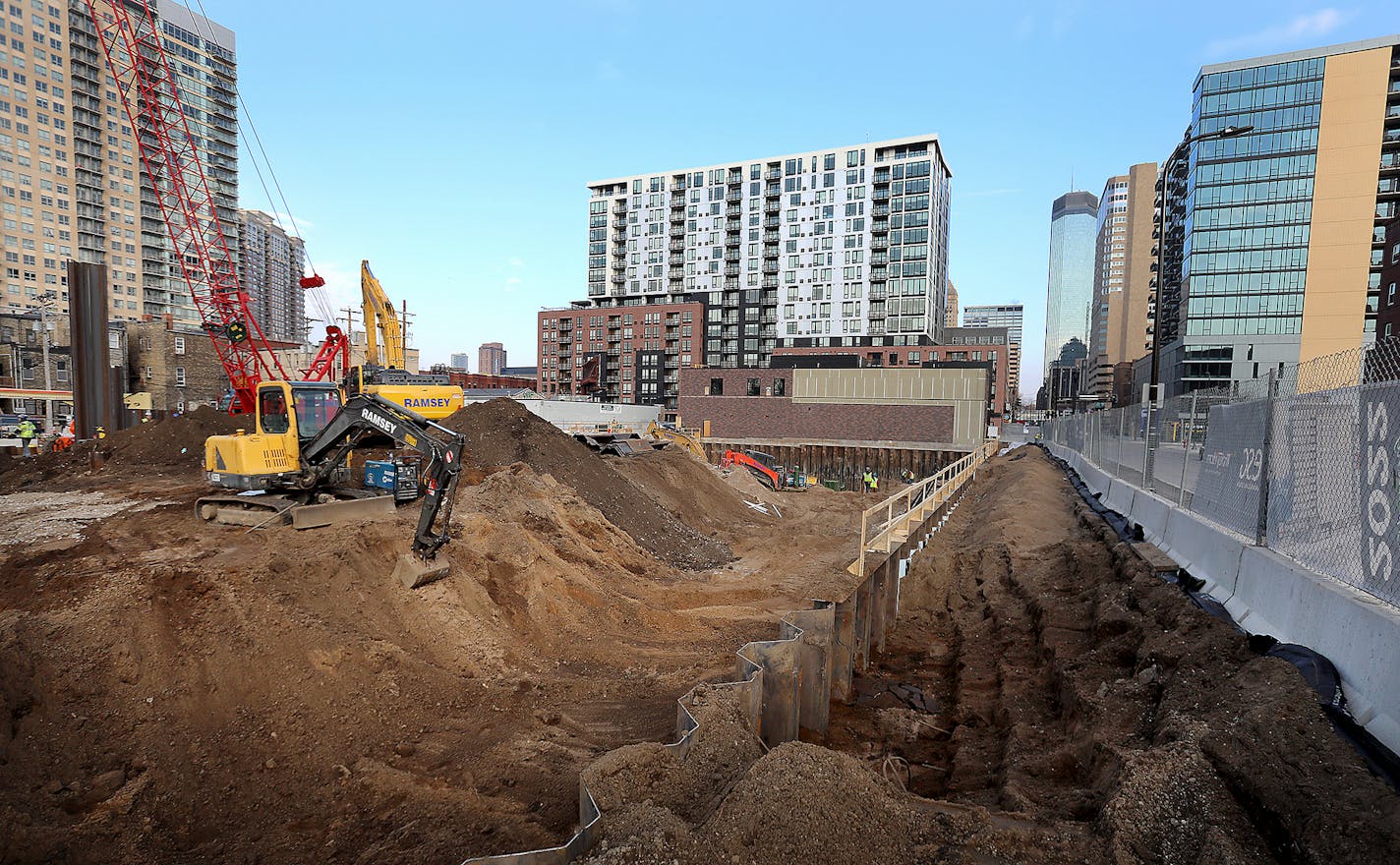 Construction is underway at the Larking Apartments at 8th St. and Portland Avenue S. in downtown Minneapolis.