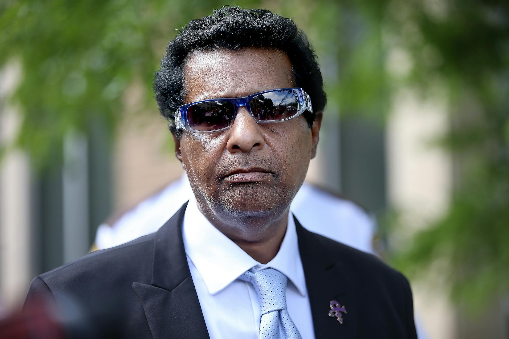 Prince's half-brother Alfred Jackson, stood next to his attorney Frank Wheaton as he spoke to the media after leaving the Carver County Justice Center on June 27, 2016 in Chaska, MN. Attorneys representing the potential heirs to Prince's estate met in court to discuss issues related to DNA testing of those making a claim to the late musician's music and millions.