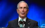 FILE - In this Dec. 3, 2015, file photo, former New York Mayor Michael Bloomberg speaks during the C40 cities awards ceremony, in Paris. Bloomberg is 