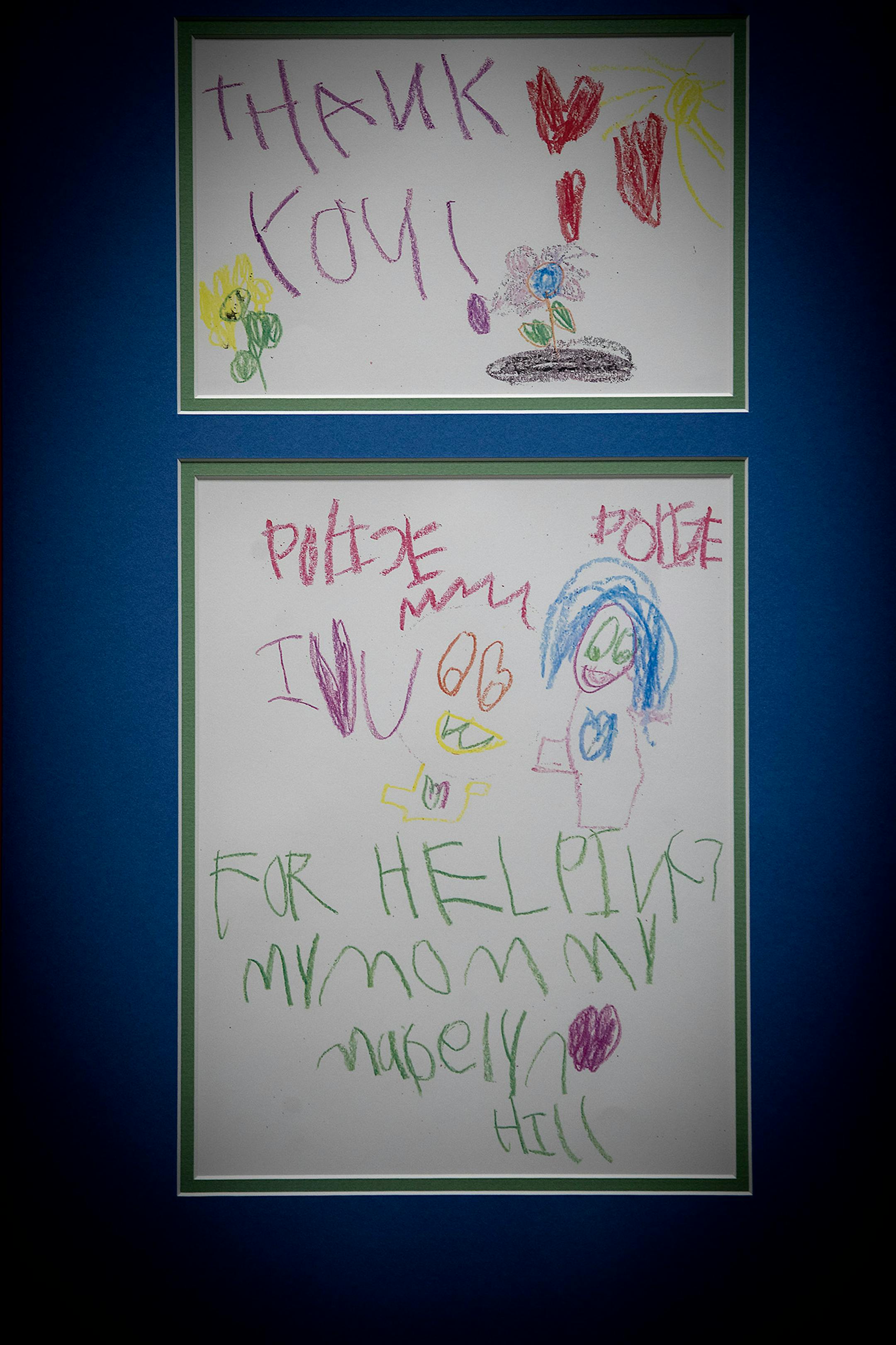 Duluth Judge Shaun Floerke framed a thank you note that was made for him from a child of a defendant outside his office, Friday, August 11, 2017 in Duluth, MN.