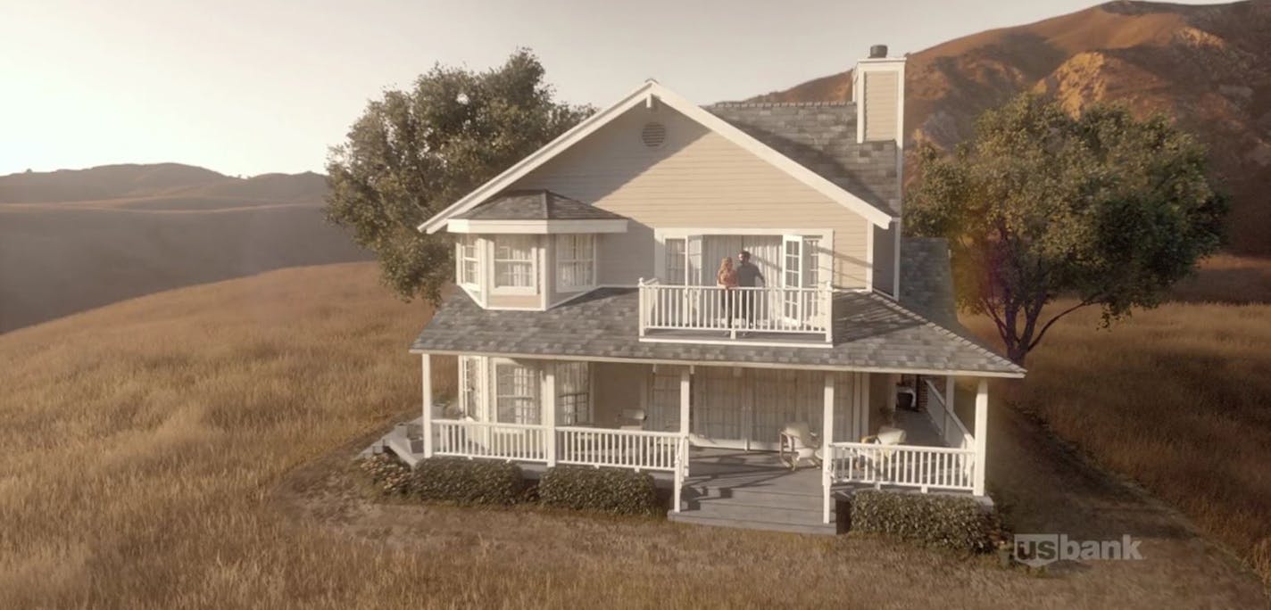 A couple walks on the imagined porch of their new home in a commercial for US Bank as part of its new branding campaign. Courtesy USBancorp.