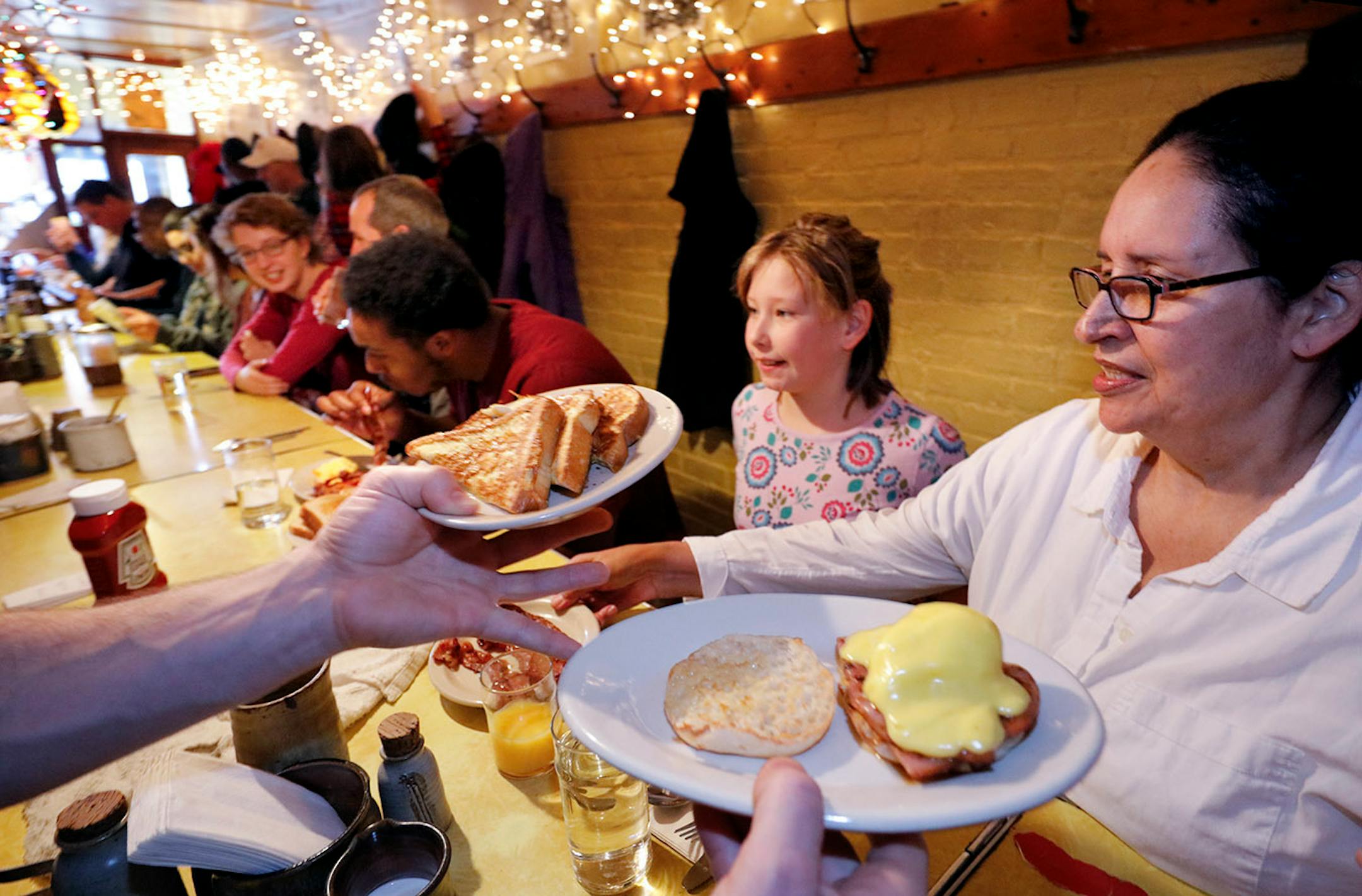 A changing of the guard at the institution, Al's Breakfast. Doug Grina, one of the original owners and Alison Kirwin, his new partner, at the tiny 14-seat restaurant. Some of the food they are famous for are dishes like the, blueberry/walnut pancakes, bacon waffle, and the "Jose."