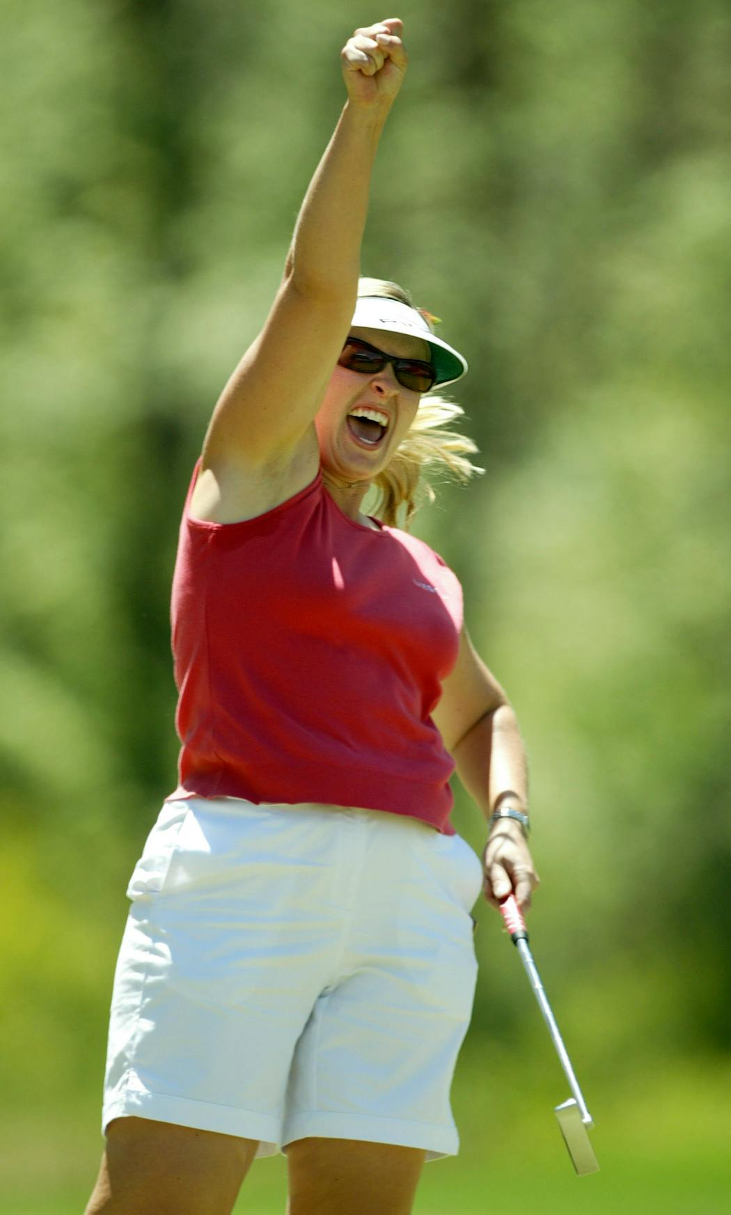 Hilary Lunke celebrated her winning putt at the 2003 U.S. Women’s Open in Oregon. 