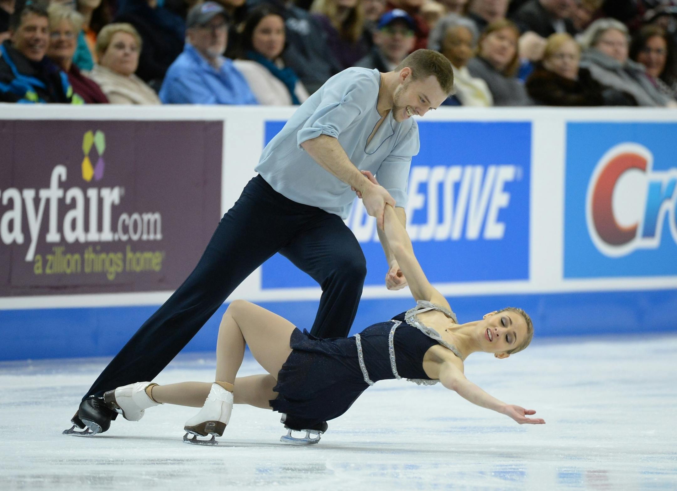 Tarah Kayne and Danny O'Shea performed in the Pairs Free Skate Competition of of the 2016 Prudential U.S. Figure Skating Championships Saturday. Kayne and O'Shea won 1st place with a score of 142.04.
