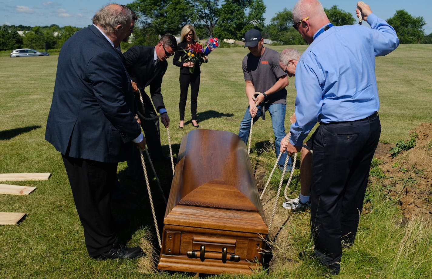 Prairie Oaks Memorial Eco Gardens, Wise Family Funeral Home, and Hennepin County Medical Examiner's staff lowered the coffin into the ground. ] MARK VANCLEAVE &#xef; mark.vancleave@startribune.com * Three years after his body was found in a shed near Rosemount, an unidentified man was buried in a small funeral Friday, June 30, 2017 in Inver Grove Heights. The Hennepin County Medical Examiner's office has spent three years trying to identify the remains.