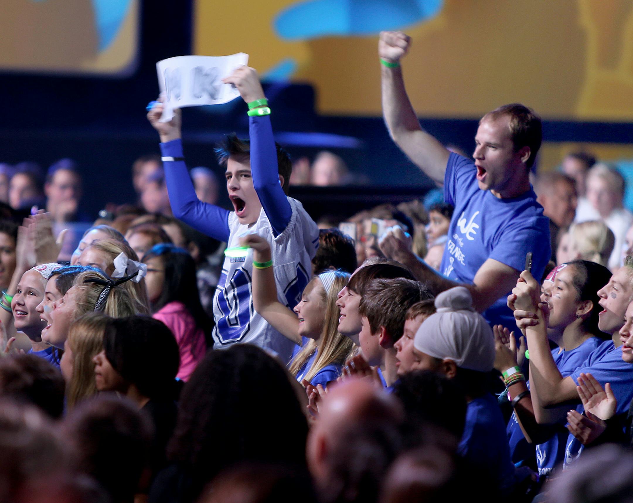 Minnetonka students were given recognition at the "We Day" rally at the Xcel Center, Tuesday, October 8, 2013 in St. Paul, MN. (ELIZABETH FLORES/STAR TRIBUNE) ELIZABETH FLORES • eflores@startribune.com