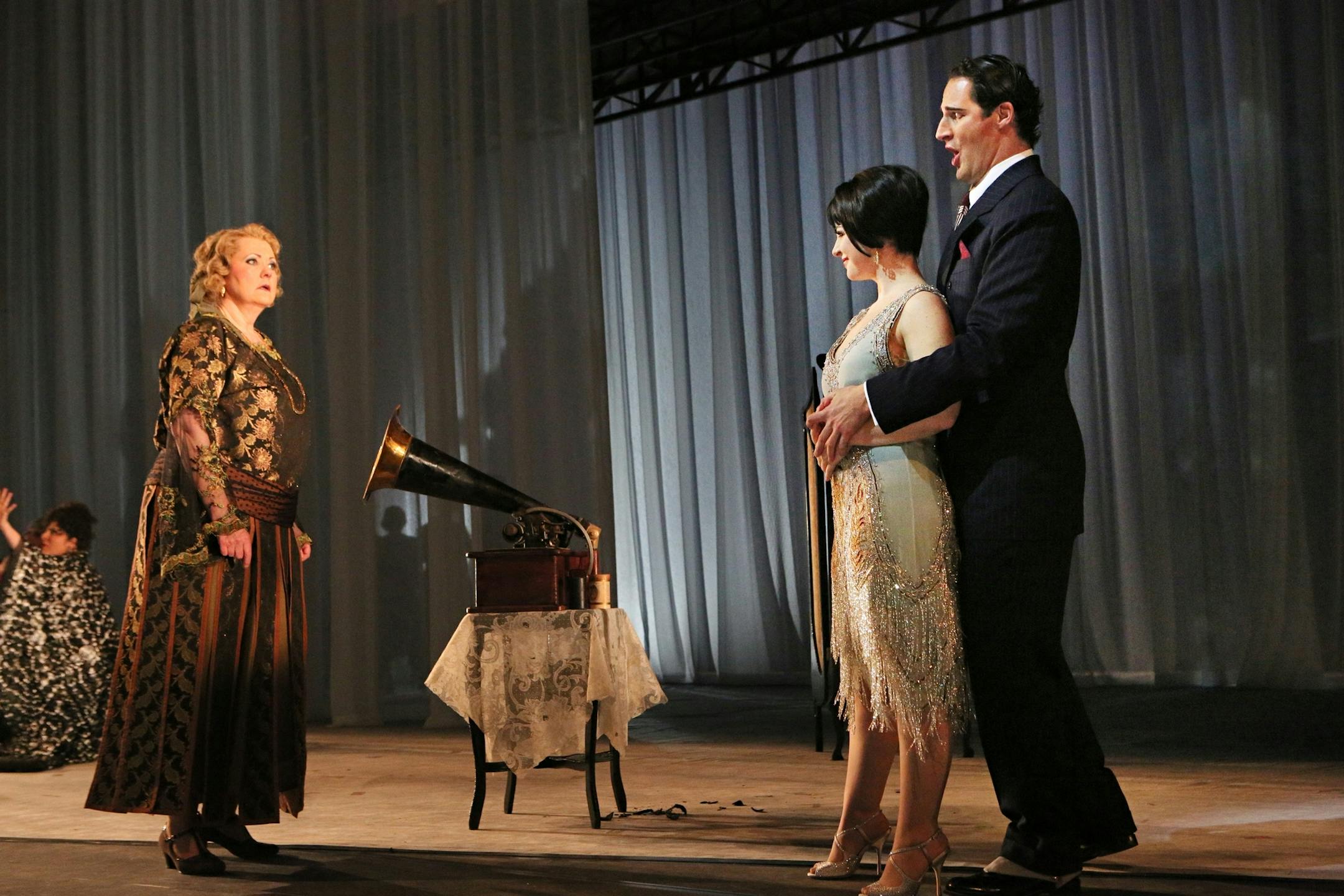 Brenda Harris, Angela Mortellaro and James Valenti in Minnesota Opera's production of "The Dream of Valentino."