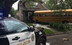 St. Paul police responded to a crash involving a school bus and pickup truck Friday afternoon at Weide Street and Geranium Avenue.